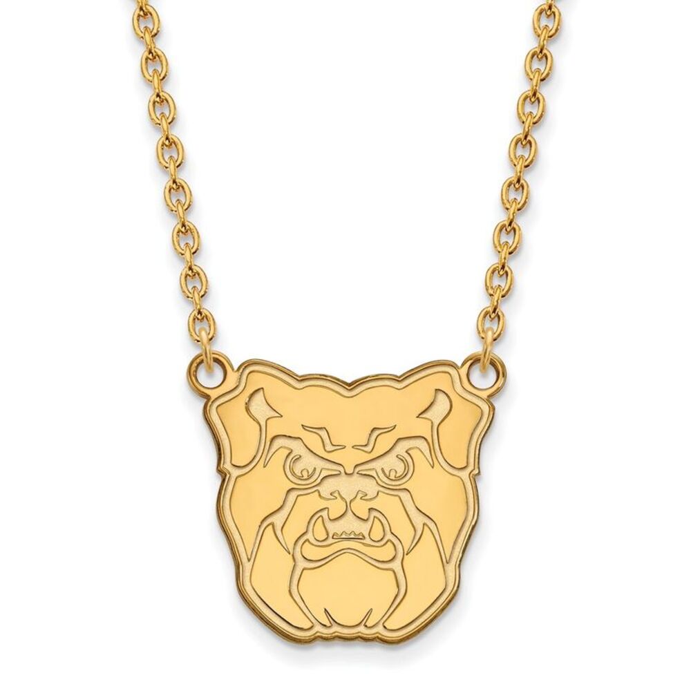 14k Gold Plated Silver Butler U Large Bulldog Pendant Necklace